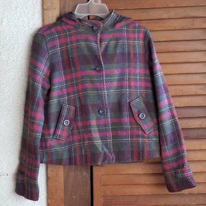 Gymboree girl's plaid coat with hood size 12